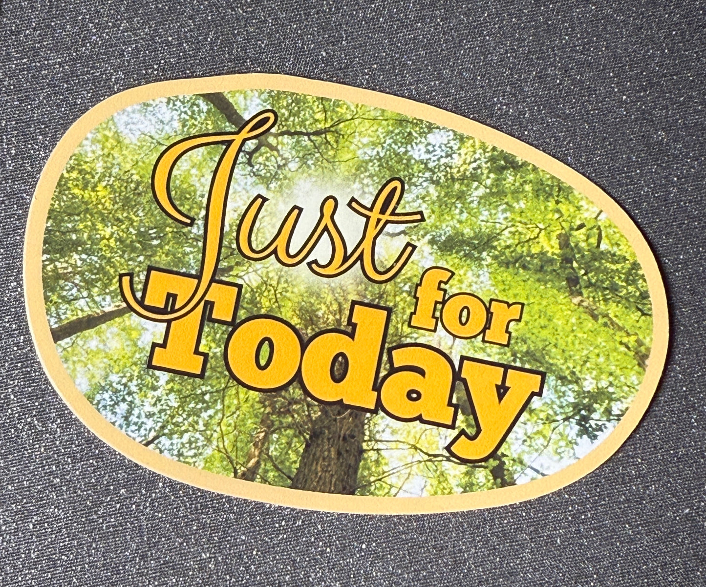 Inspiring Program "Just For Today" Yellow Forest Odd Oblong Vinyl Sticker 3" L