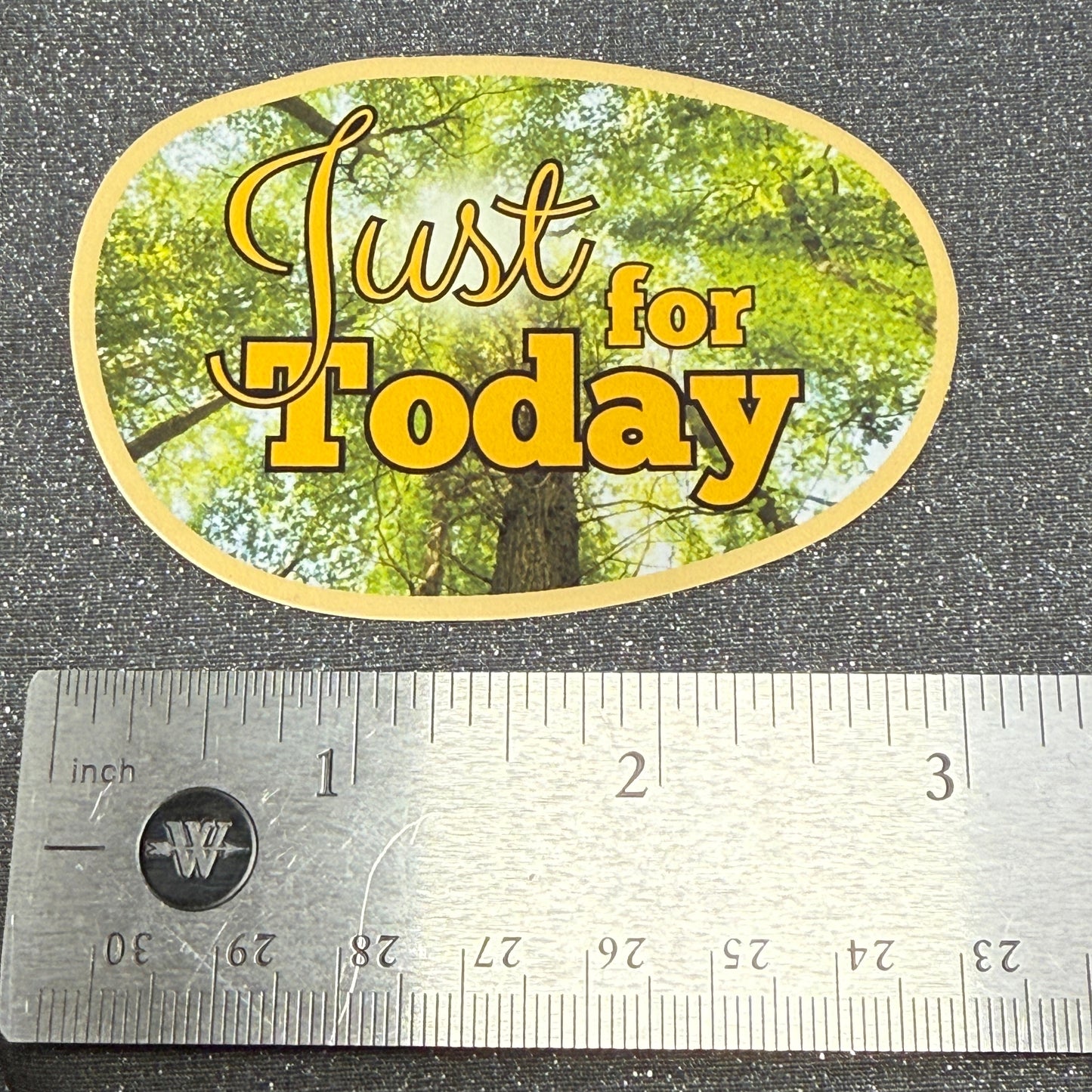 Inspiring Program "Just For Today" Yellow Forest Odd Oblong Vinyl Sticker 3" L