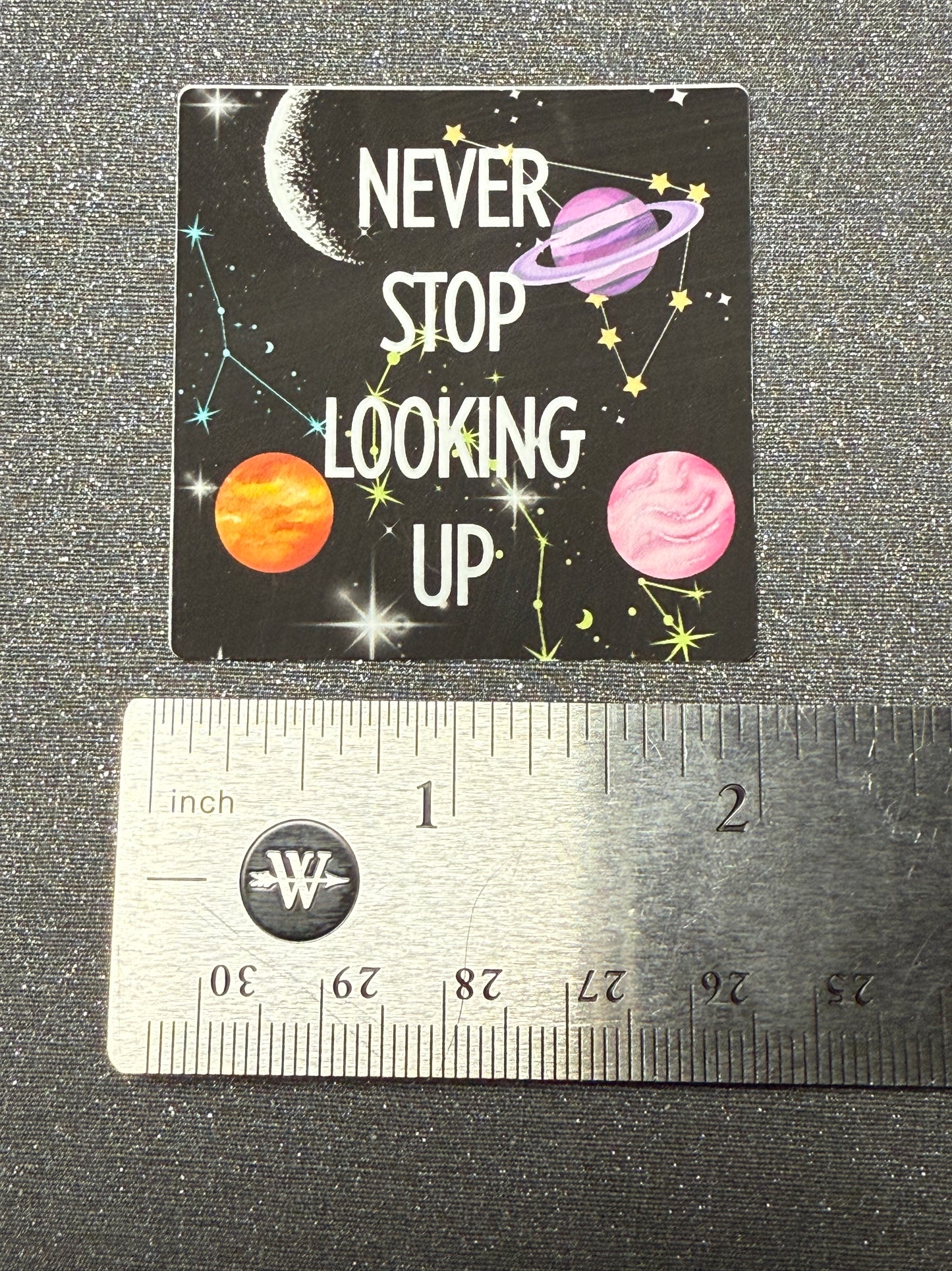 Inspiring Program "Never Stop Looking Up" Black Galaxy Vinyl Sticker 2"