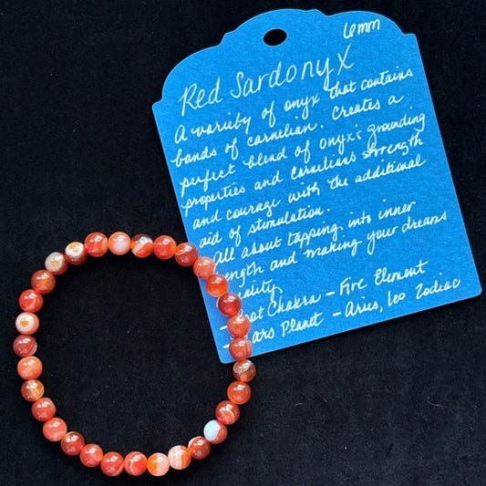 Red Sardonyx Agate Bracelet (6mm)