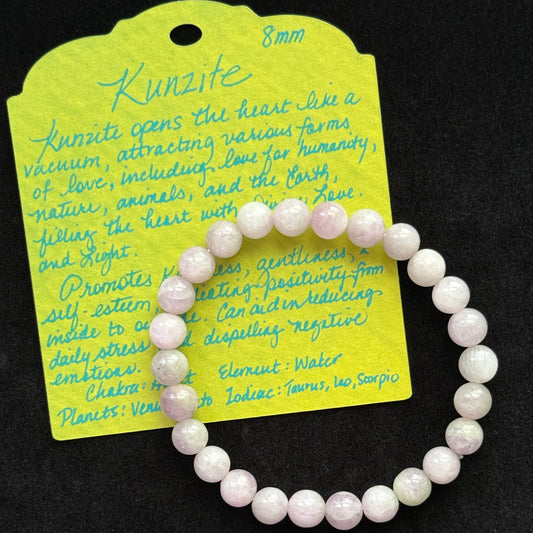 Kunzite Crystal Bracelet (8mm beads)