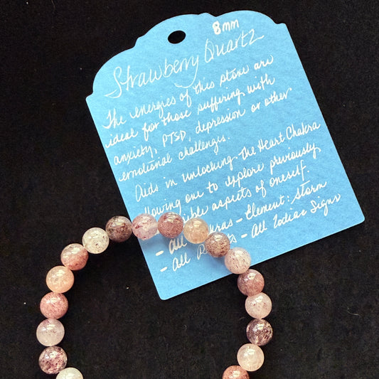 Strawberry Quartz Crystal Bracelet (8mm beads)