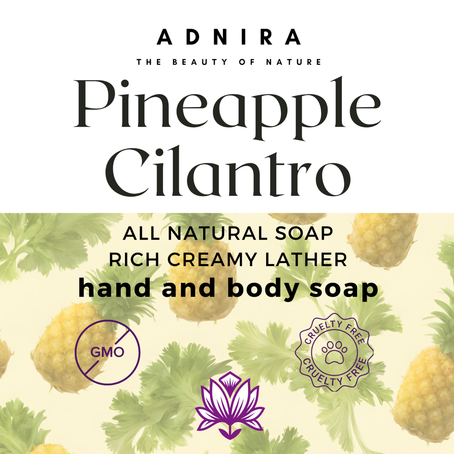 Our Version of Pineapple Cilantro - with White Tourmaline, Leaf Embossed, Layered Luxuriously Rich Lather - Bath Soap