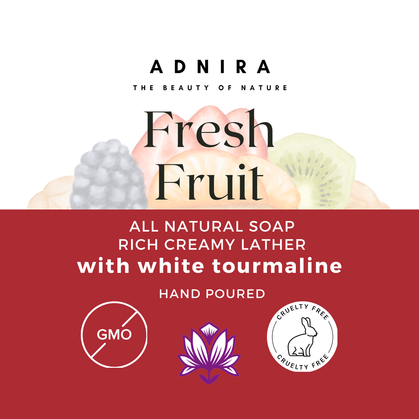 Fresh Fruit Tart - Luxuriously Rich Lather - Colorfully Layered Bath Soap with White Tourmaline