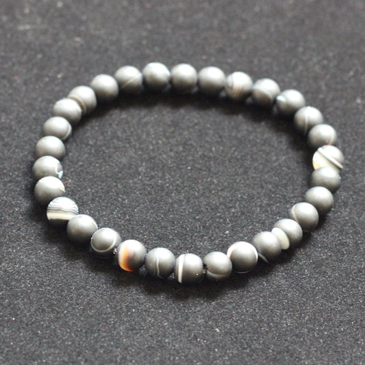 Black Banded Chalcedony (Matte) (6 mm)