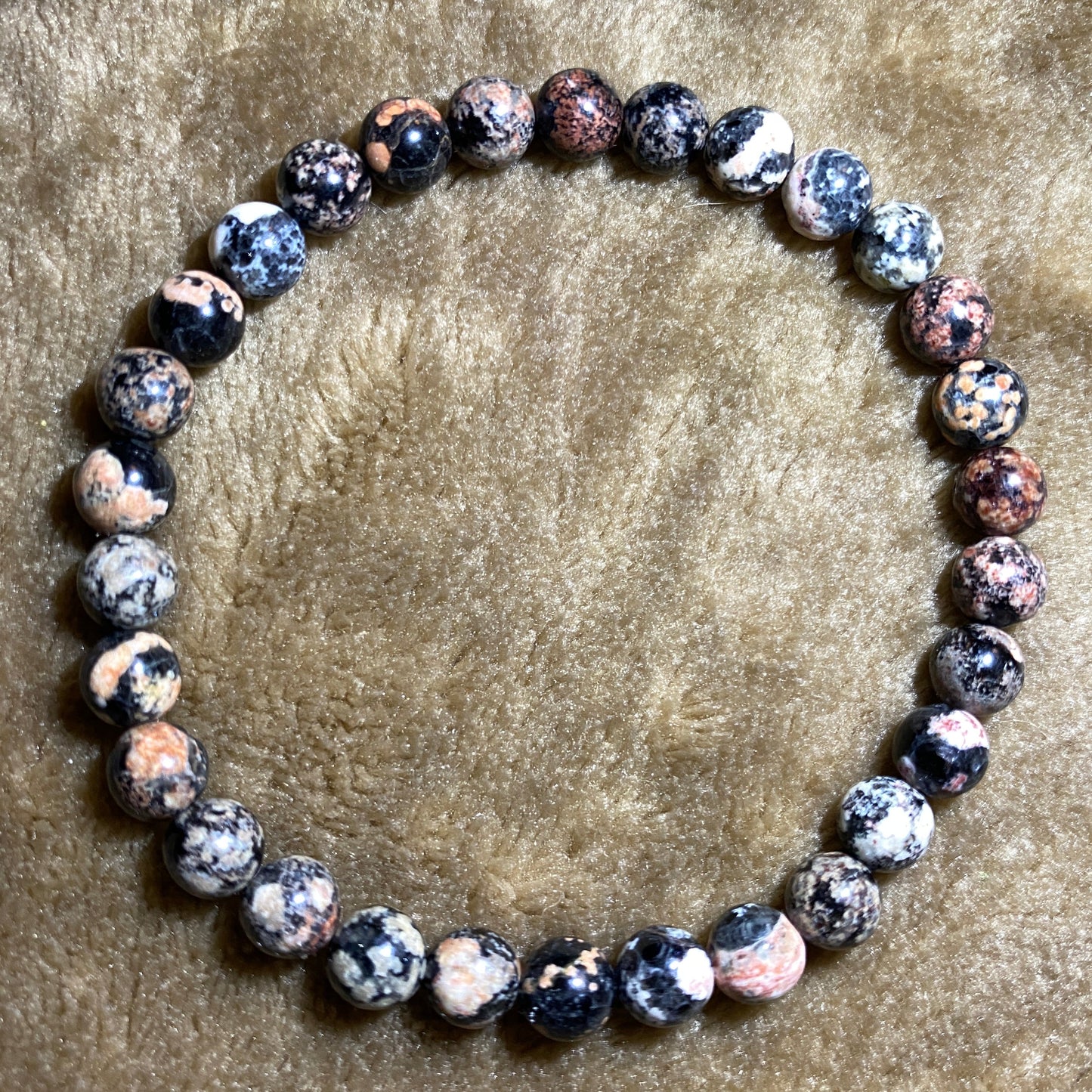 Mexican Red Snowflake Obsidian Bracelet (6mm)