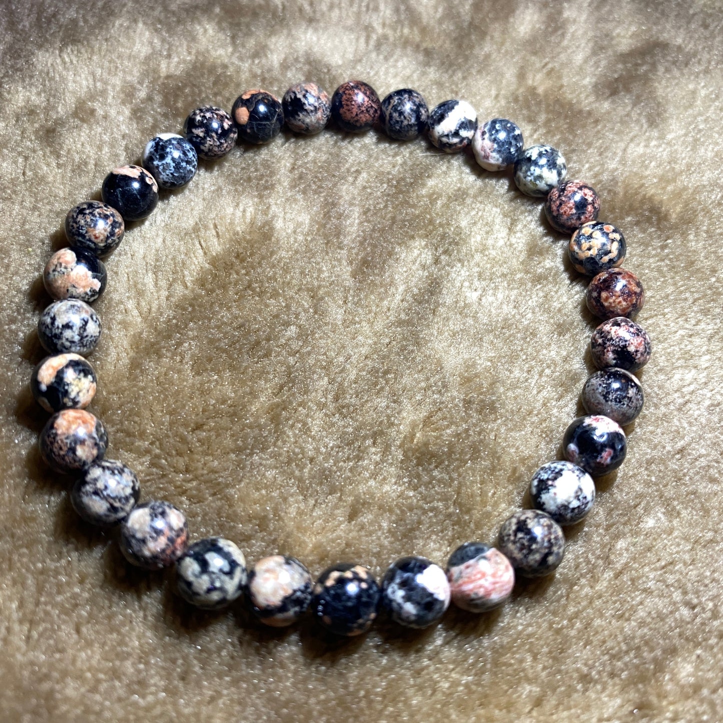 Mexican Red Snowflake Obsidian Bracelet (6mm)