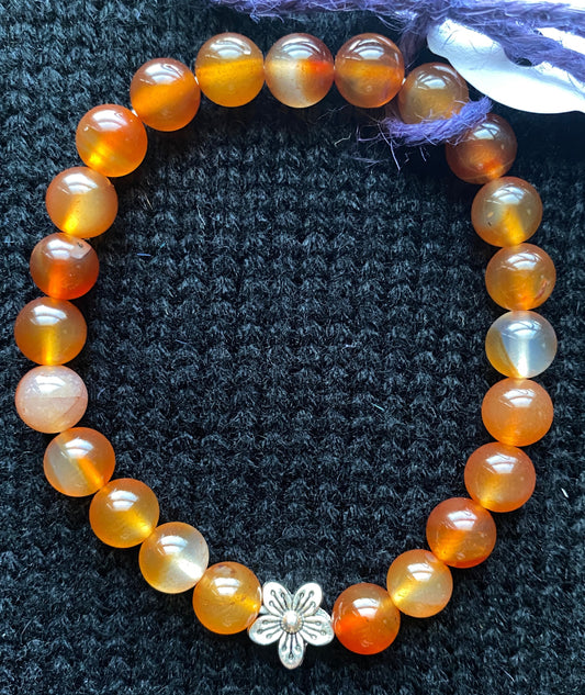 Carnelian Gemstone Bracelet with Accent Bead (8mm)