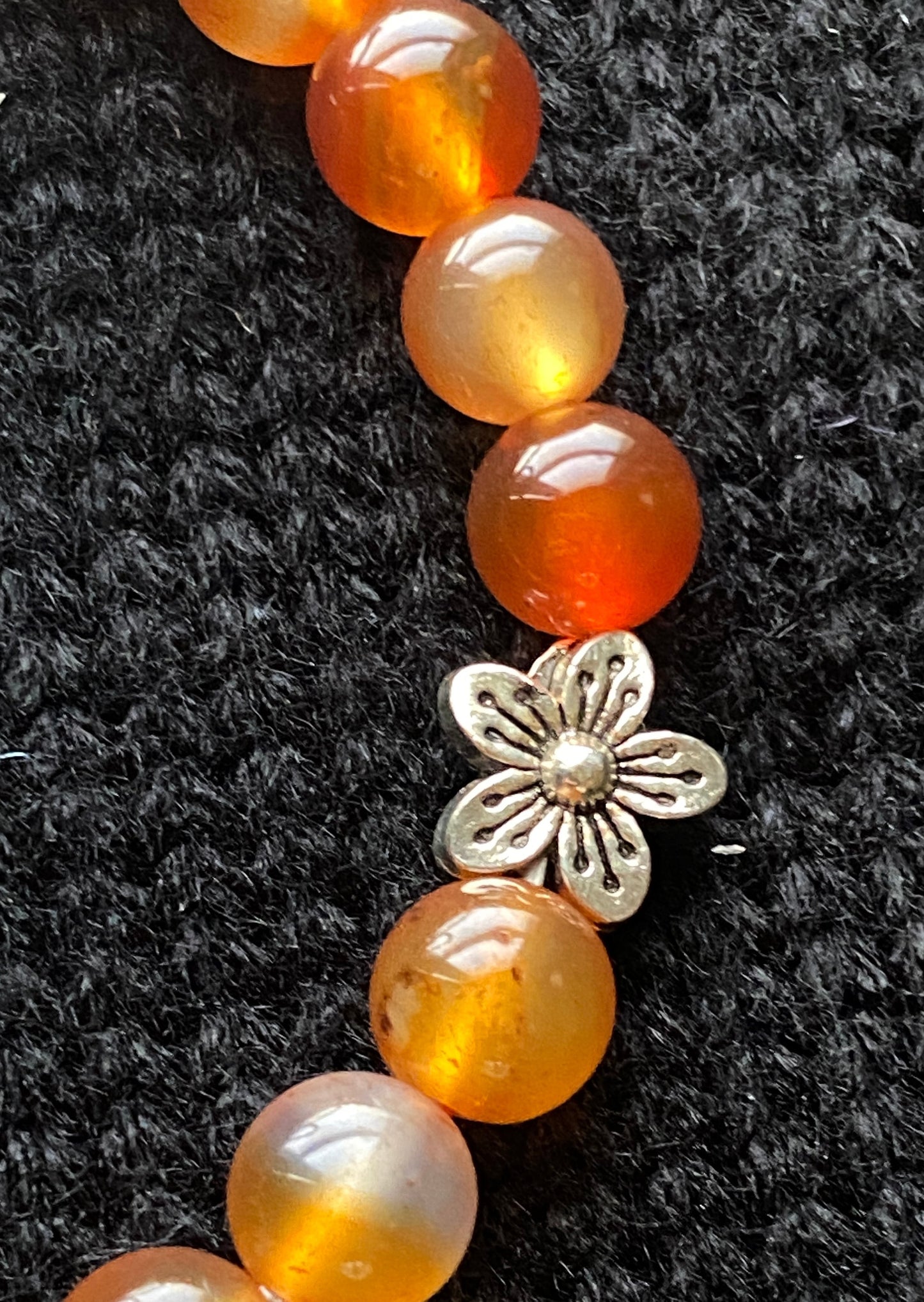 Carnelian Gemstone Bracelet with Accent Bead (8mm)