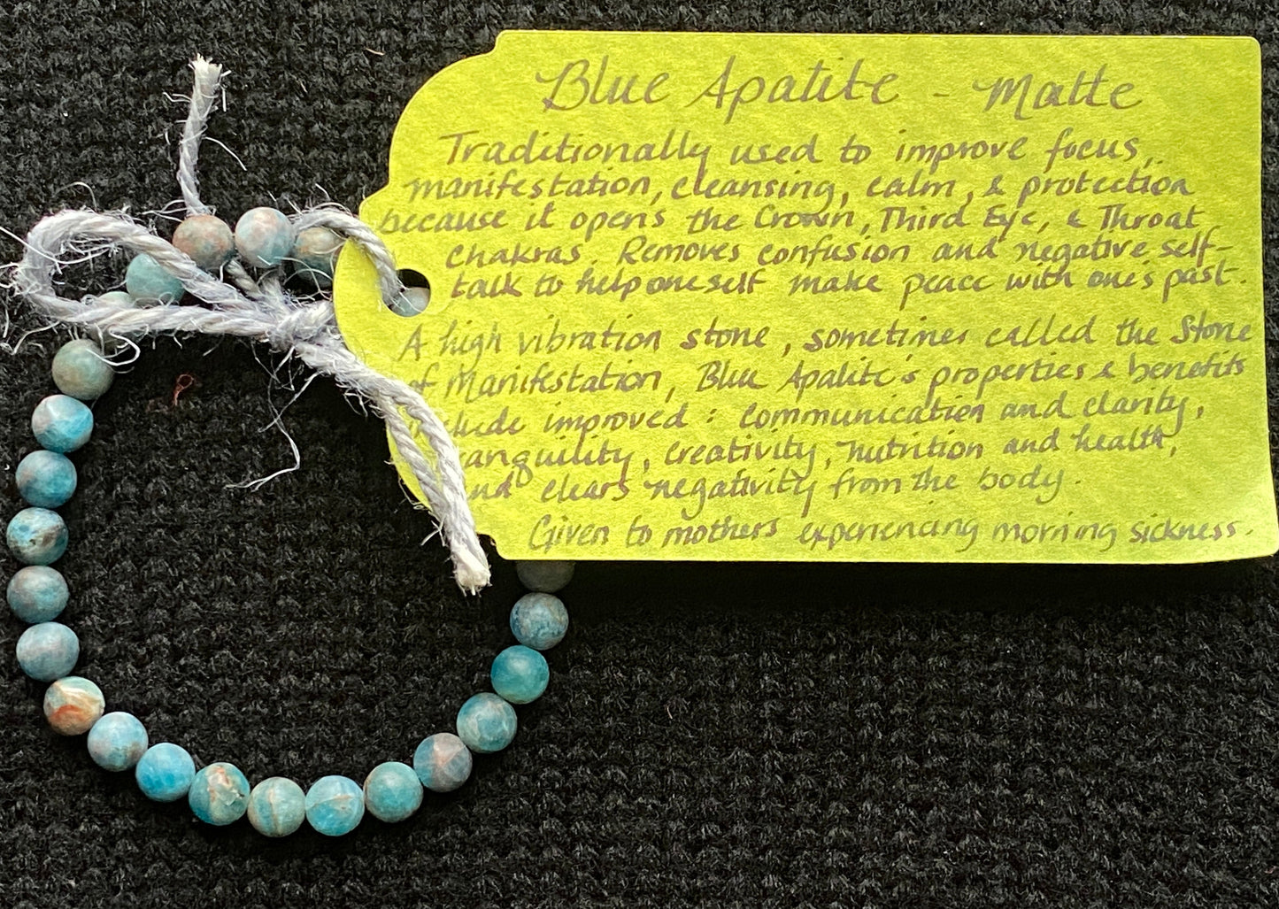 Blue Apatite (matte finish) Gemstone Bracelet (6mm)