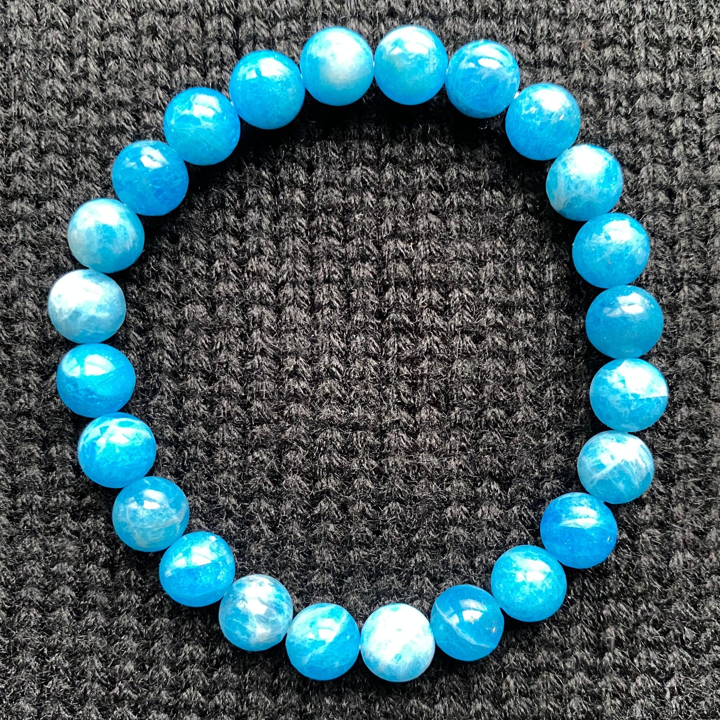 Blue Apatite (glossy finish) Crystal Bracelet (8 mm)