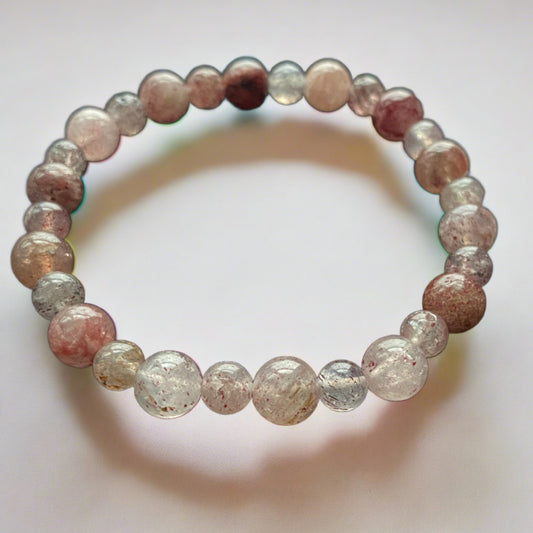 Strawberry Quartz Crystal Bracelet (6mm + 8 mm)